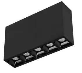 LUMINARIA RASTER DE SOBREPONER DE 5 LUMINARIAS CON 10W 3000K ATENUABLE TRIAC