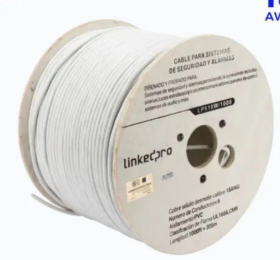 CABLE PARA SISTEMAS DE SEGURIDAD Y ALARMAS DE 6 HILOS X 18 AWG