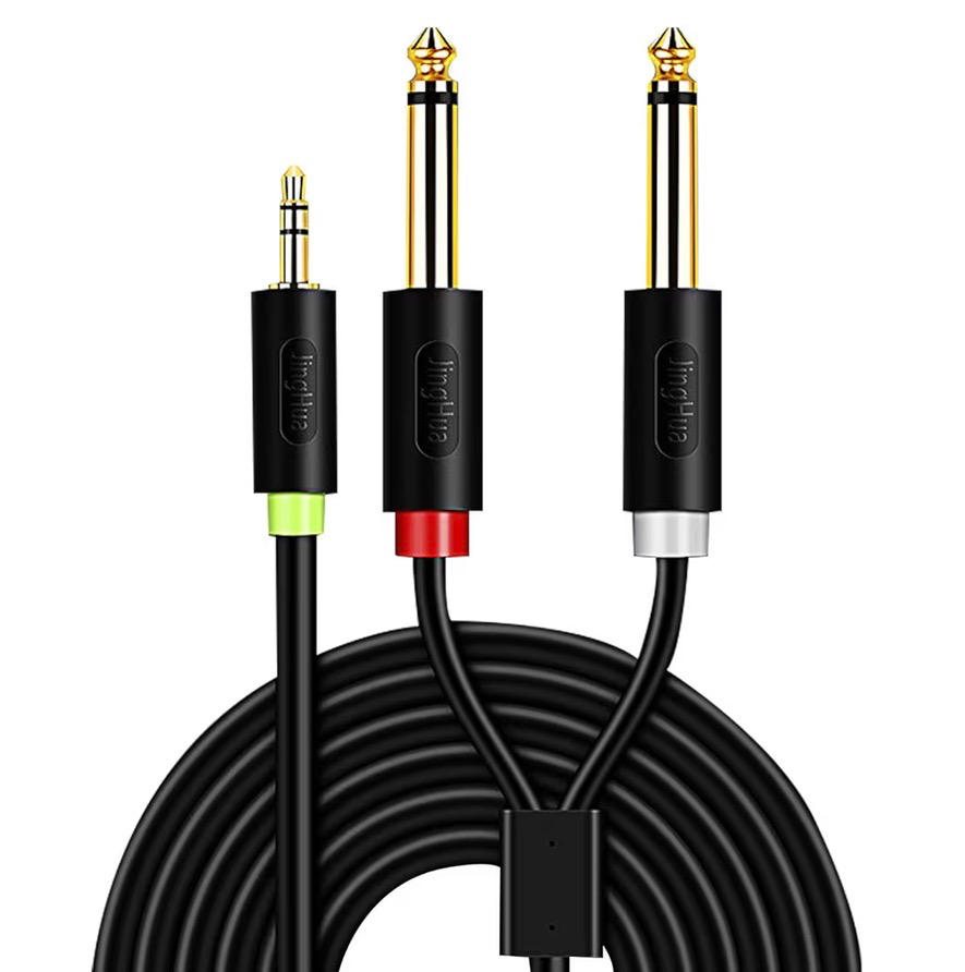 CABLE DE AUDIO AUX 3.5MM A DOBLE TRS O 6.35MM DE 1 METRO 